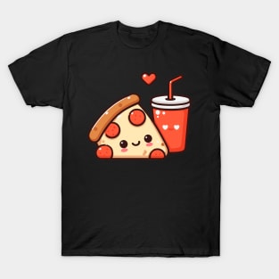 Kawaii Cute Pizza Slice and Diet Coke | Kawaii Food Design for Pizza Lovers T-Shirt